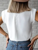 Original Casual High-Neck Cap Sleeves Face Printed T-Shirt Top L 105023 - TUZZUT Qatar Online Shopping