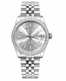Prestar Silver Strap Gray Dial Diamond Watch PR99