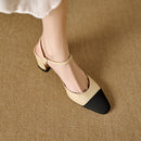 Slingbacks High Heels Women Pumps Genuine Leather Mixed  801-2 - TUZZUT Qatar Online Shopping