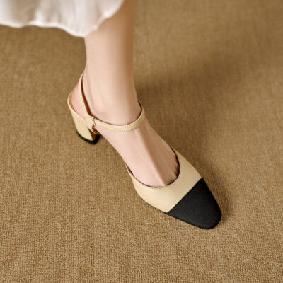 Slingbacks High Heels Women Pumps Genuine Leather Mixed  801-2 - TUZZUT Qatar Online Shopping