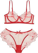 Women's Lingerie Sexy Nightwear Floral Lace Underwire Bra and Thong Panty Sets Sexy 2 Piece Underwear for Women Red   505333 - TUZZUT Qatar Online Shopping