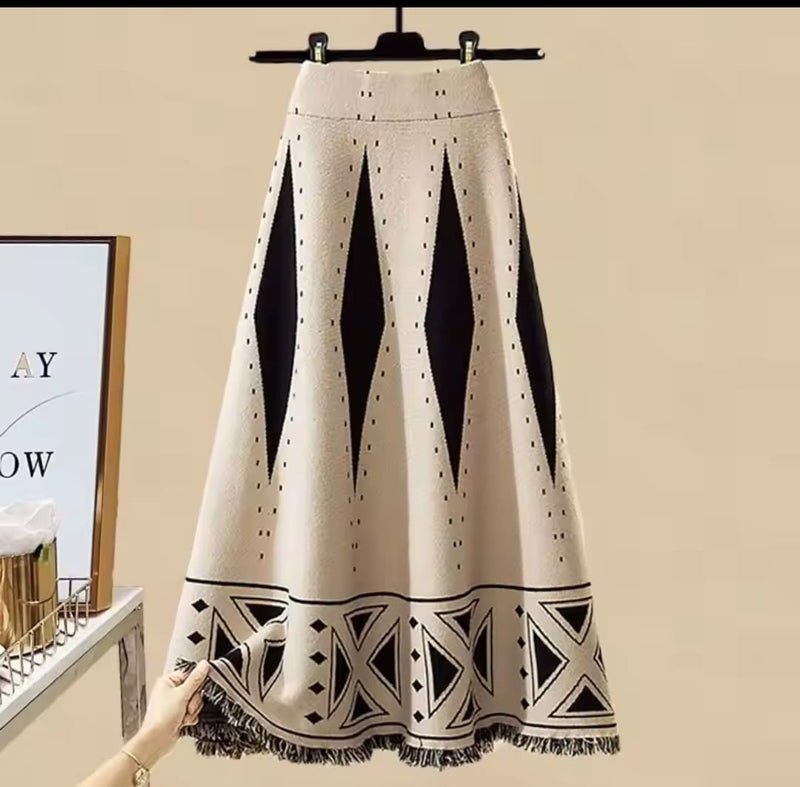 Elegant Fashion High Waist Printed Skirt 58038 - TUZZUT Qatar Online Shopping