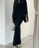 Elegant 2 Piece Women Dress Abaya Islamic 2 Piece Sets Bat Sleeve Skirts Suits Pearl Dresses Vestido Eid Hijab Islam Clothing    B99591 - TUZZUT Qatar Online Shopping