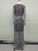 Women's Sequin Full Sling Dress V Neck Color Long Long Sexy Sleeve Solid Women's Dress B-44999 - Tuzzut.com Qatar Online Shopping