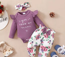 Newborn Baby Sleeveless Romper Top+Flowers Shorts+Headband 3PCS Outfit 1442285 - TUZZUT Qatar Online Shopping