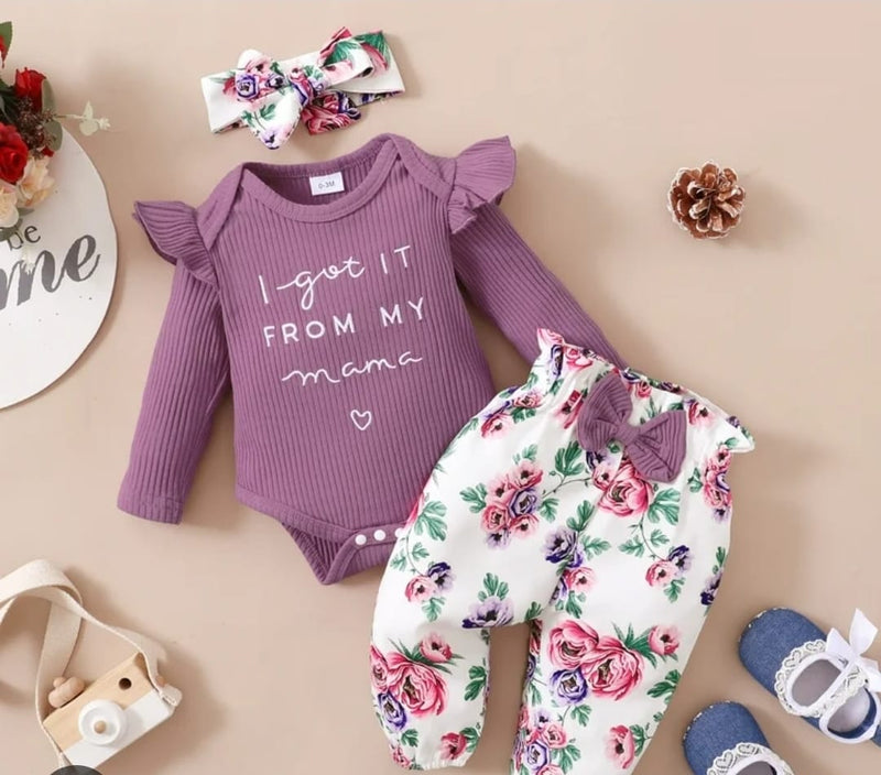 Newborn Baby Sleeveless Romper Top+Flowers Shorts+Headband 3PCS Outfit 1442285 - TUZZUT Qatar Online Shopping