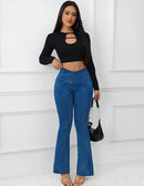 Women's Casual Blue Cropped Jeans   B233244 - TUZZUT Qatar Online Shopping