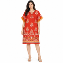 Women’s Red Floral Knee-Length Kaftan Dress 70568699 - S