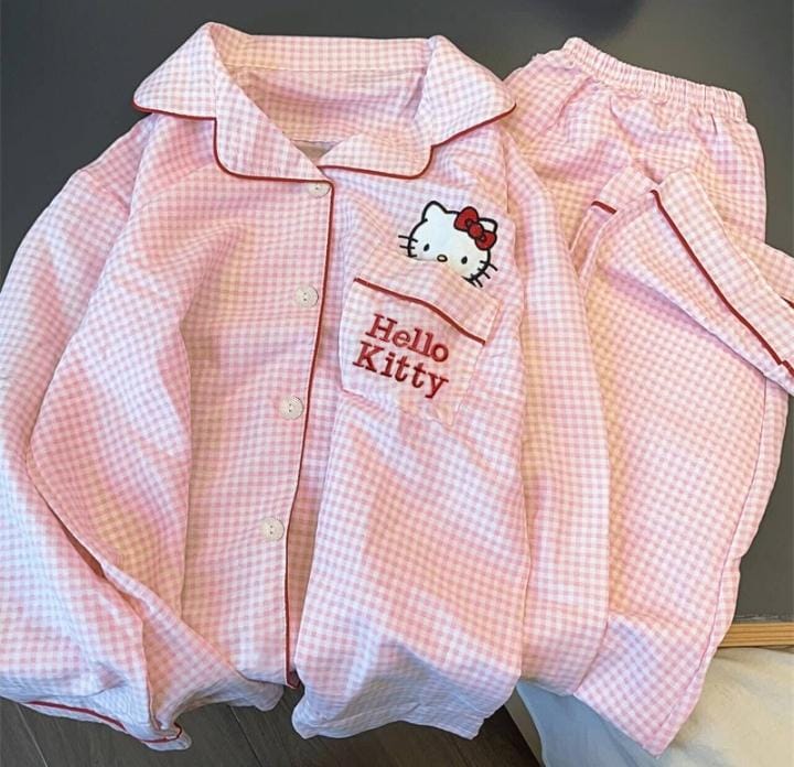 Pajamas Short Hello Kitty Cartoon Loose Sleepwear Sleepwear   591684 - TUZZUT Qatar Online Shopping