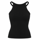 Women’s Black Ribbed Halter-Neck Camisole with Built-In Bra T49 - S