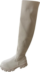 Women's Over The Knee Round Toe Side Zipper Boots   S140760 - TUZZUT Qatar Online Shopping