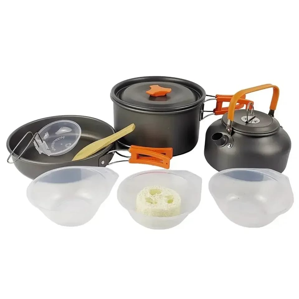 Camping Cookware Set Aluminum Nonstick Portable Outdoor Tableware Kettle Pot Cookset DS 308 Camping Cookware Set Aluminum Nonstick Portable Outdoor Tableware Kettle Pot Cookset DS 308