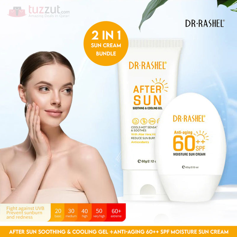 2 in 1 After Sun Soothing & Cooling Gel +Anti-Aging 60++ SPF Moisture Sun Cream Combo