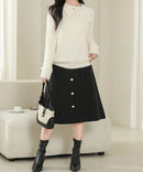 Asymmetrical Collared Shaggy Knit Pullover 62267 - TUZZUT Qatar Online Shopping