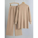 Designer Suit Zipper Loose Knit Sweater Long Top+Drawstring Wide Leg Pant SP55 - TUZZUT Qatar Online Shopping