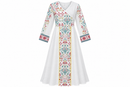 Women’s White Geometric Print Long-Sleeve Maxi Dress S4976883 - S