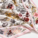 Women's White Floral Print Satin-Look Headscarf with Pink Border