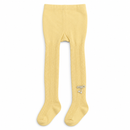 Girls’ Yellow Cable-Knit Tights with Bow & Pearl 706