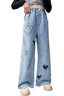 Girls Jeans Elastic Waist Wide Leg Pants Kids Jeans   S4977061 - TUZZUT Qatar Online Shopping