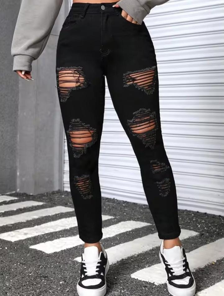 Women's Black Denim High Waist Jeans B205534 Women's Black Denim High Waist Jeans B205534