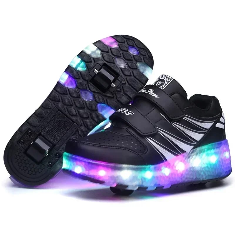 Boys And Girls Roller Skates Tow Wheels Shoes Glowing Light LED
