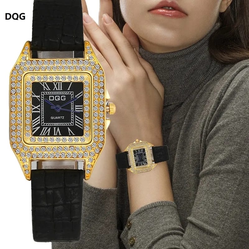Luxury Fashion Women Watches Shining Dial Design Qualities Ladies Quartz Wristwatches Retro Rectangle Female Leather Clock Gifts S4159855