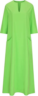 Women Summer Fall Casual Maxi Dress Loose Pockets Half Sleeve Solid Color Long Dresses Notch V Neck Homewear Outfits     B233265 - TUZZUT Qatar Online Shopping