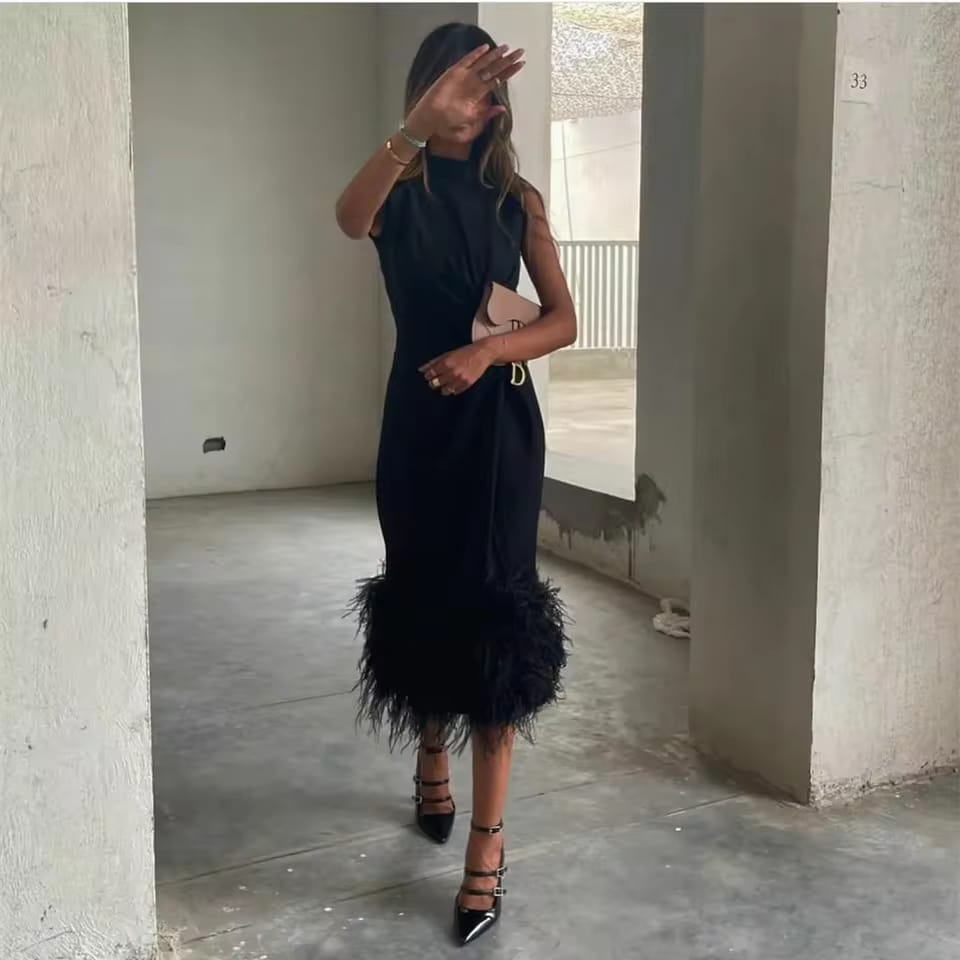 Womens Evening Dress Feathers Party Gown S4895546 Womens Evening Dress Feathers Party Gown S4895546