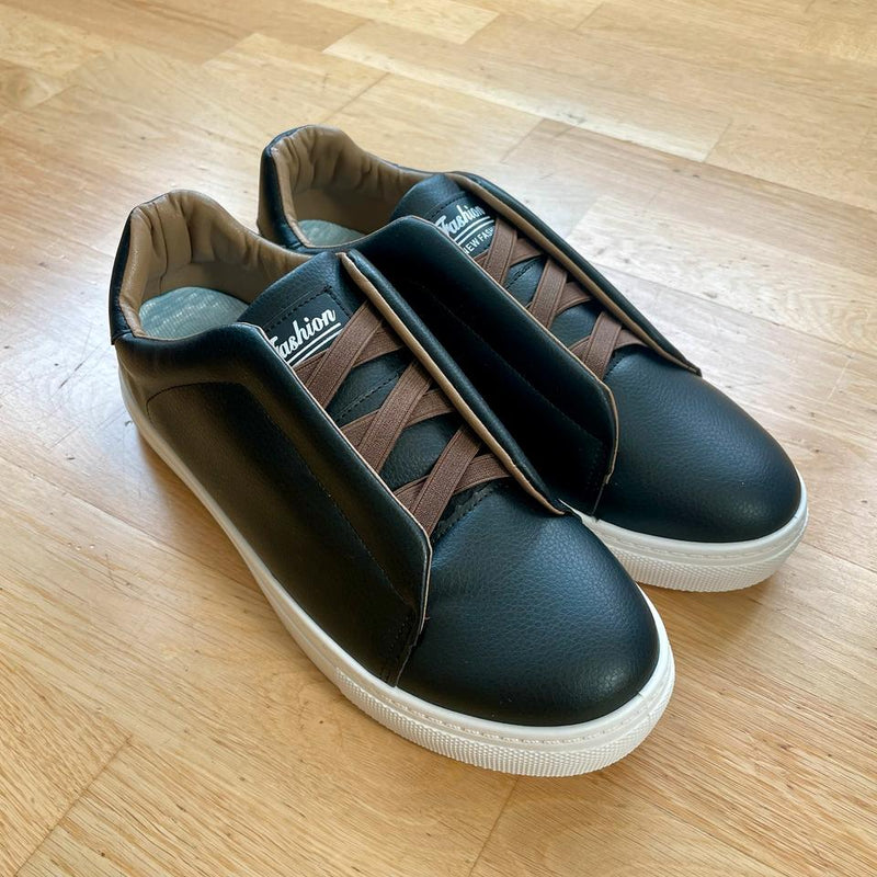 High-quality black men's sneaker Bernardo leather low shoes CNN32587 - TUZZUT Qatar Online Shopping