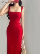 Red Dress Mini Summer Sexy Short Female Dress Elegant Women Dresses   S4957351 - TUZZUT Qatar Online Shopping