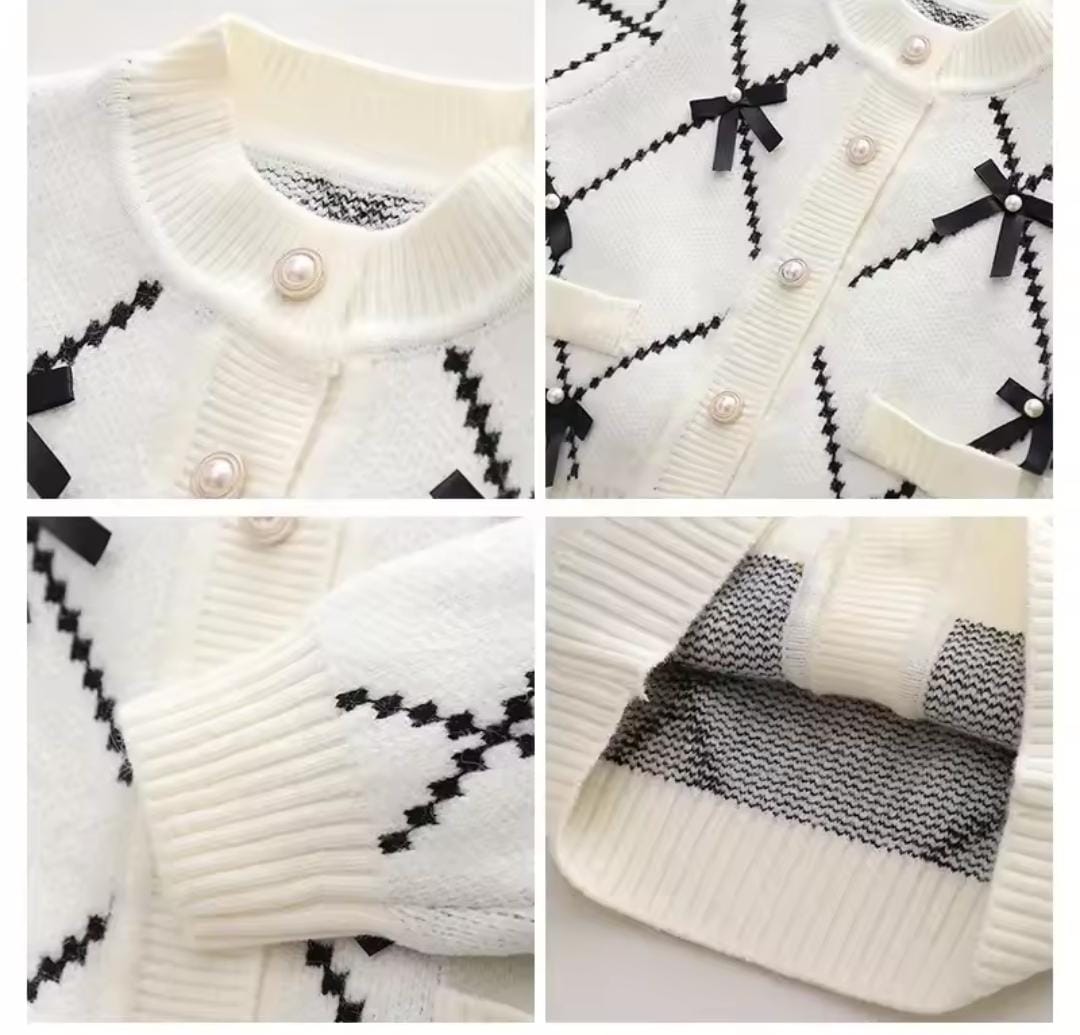 Girls Suit Diamond Bow Cardigan Pants Two-Piece Sets 202409 Girls Suit Diamond Bow Cardigan Pants Two-Piece Sets 202409
