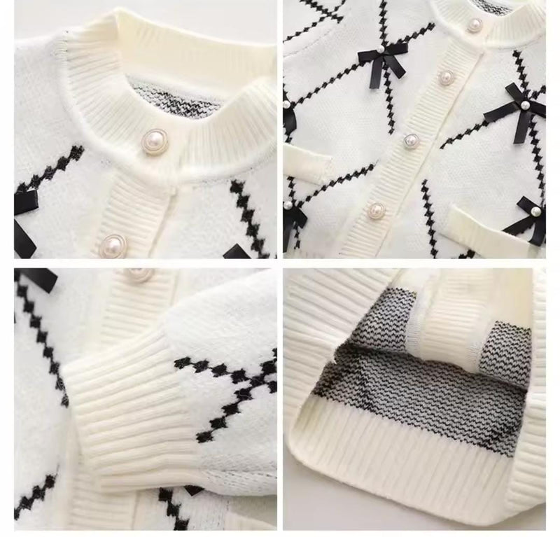 Girls Suit Diamond Bow Cardigan Pants Two-Piece Sets   202409 - TUZZUT Qatar Online Shopping