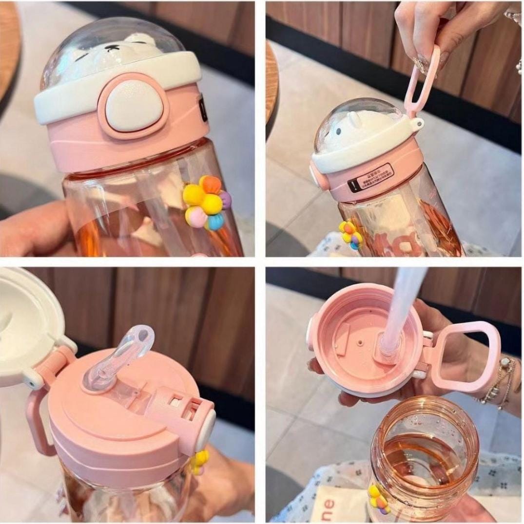 Water Bottle With Straw Cartoon Bear For Kids 1562705 Water Bottle With Straw Cartoon Bear For Kids 1562705