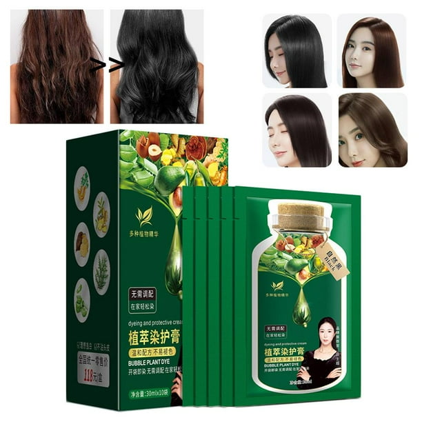 Hair Dye Cream Plant-based Plant Hair Color Shampoo Styling Products Tools (30ml x 10 bags) - TUZZUT Qatar Online Shopping