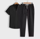 Chinese style men's cotton shirts, shirt and pants, elastic waist, casual, summer    S4449865 - TUZZUT Qatar Online Shopping