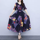 New Women's V-neck Large Size Dress High Waist Short Sleeve Slim Waist Summer Clothing Fashion   438551 - TUZZUT Qatar Online Shopping