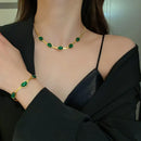 Green Crystal Necklace Bracelet Jewelry Set DN2072 - TUZZUT Qatar Online Shopping