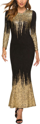 Women's Polyester Slim Fit Elegant Solid Round Neck Rounnd neck Full Sleeves Fishtail Dress   B507963 - TUZZUT Qatar Online Shopping