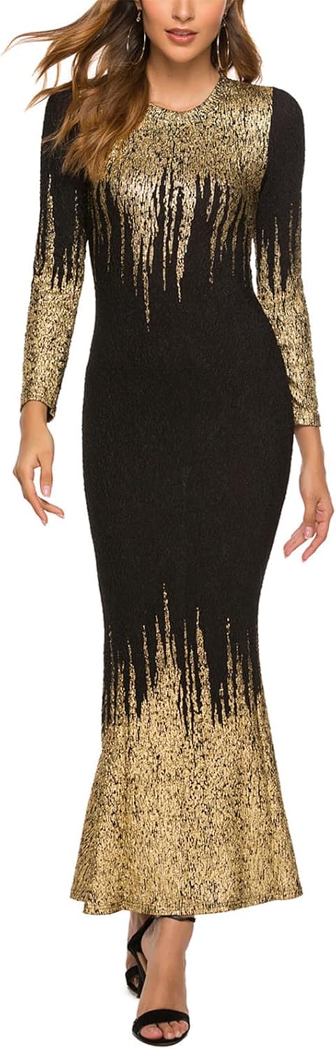 Women's Polyester Slim Fit Elegant Solid Round Neck Rounnd neck Full Sleeves Fishtail Dress B507963 Women's Polyester Slim Fit Elegant Solid Round Neck Rounnd neck Full Sleeves Fishtail Dress B507963