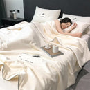4 Piece Set Luxury Home Summer Comforter Set Embroidered Breathable Thin Blanket - TUZZUT Qatar Online Shopping