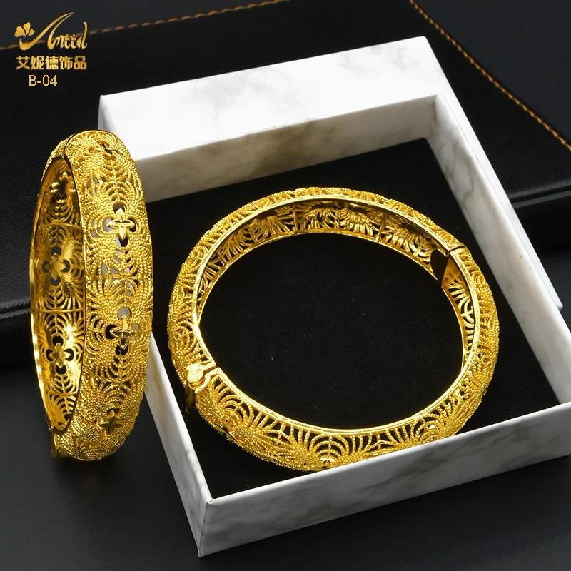ANIID 24K Gold Plated Bracelets For Women Luxury Jewelry Designers Bangles S4851268 - Tuzzut.com Qatar Online Shopping