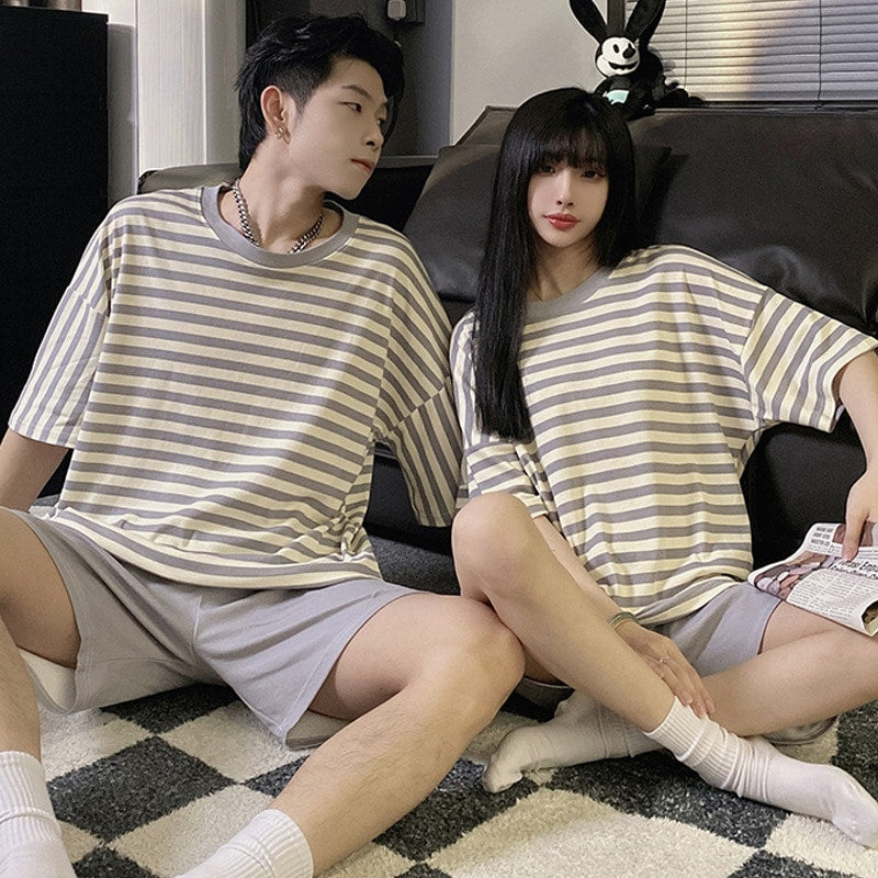 2 Pcs Women 's Short Sleeve Couple Pajamas L 496469 2 Pcs Women 's Short Sleeve Couple Pajamas L 496469
