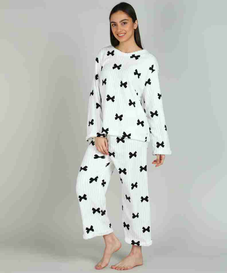 Womens Night Suit Set white printed 487125 - Free Size Womens Night Suit Set white printed 487125 - Free Size