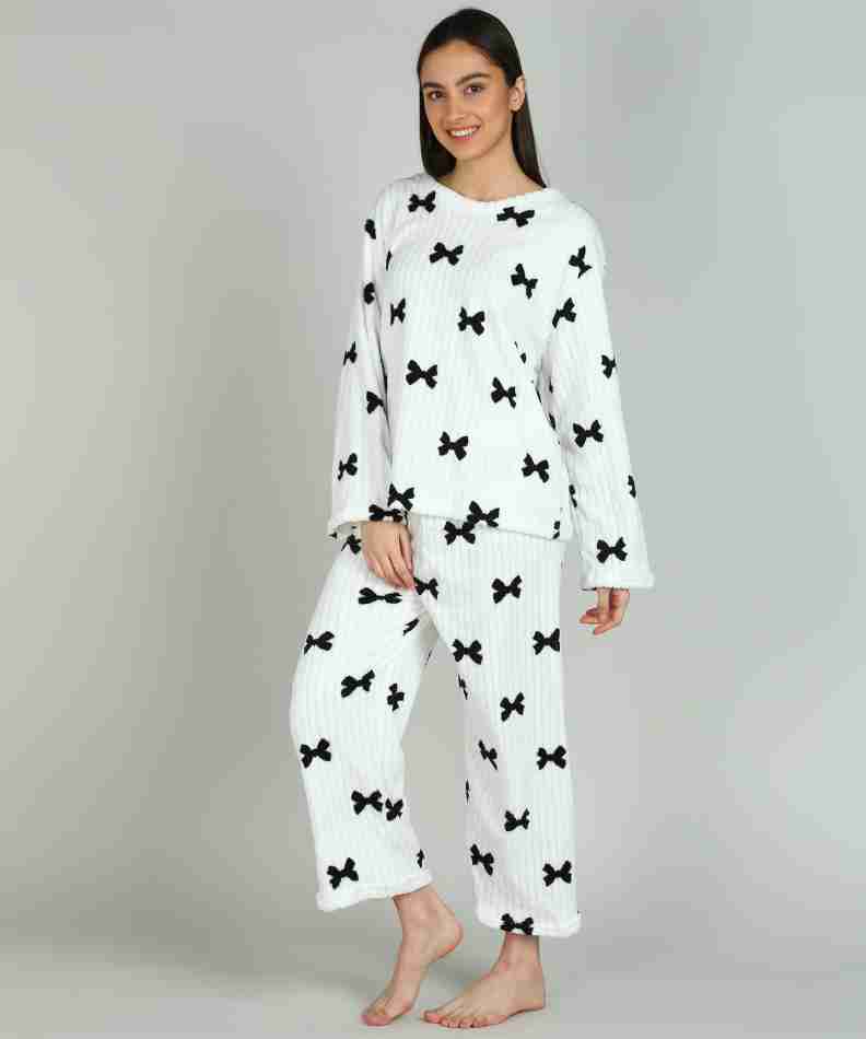 Womens Night Suit Set  white printed   487125  - Free Size