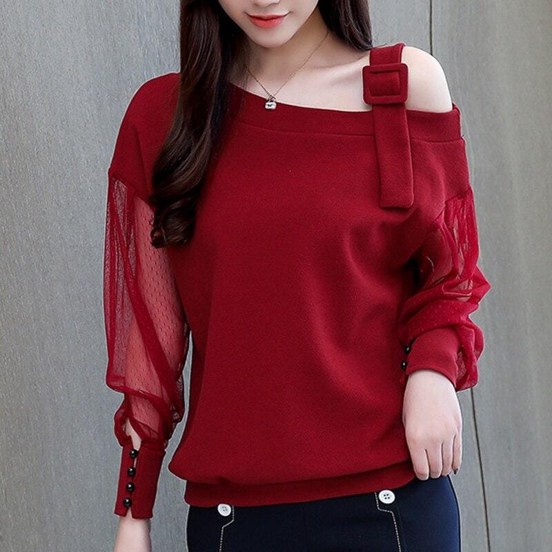 Elegant Blusas Long Sleeve Shirt Women Blouses L S3467748 - Tuzzut.com Qatar Online Shopping
