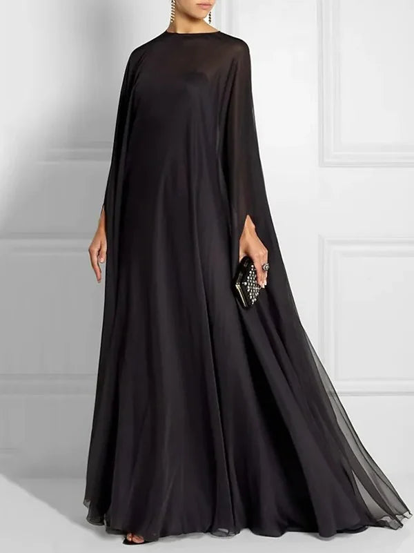 Simple Two Pieces Inner Slip Dress+See Through Outer Cape Maxi Dress 102981 Simple Two Pieces Inner Slip Dress+See Through Outer Cape Maxi Dress 102981