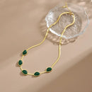 Green Crystal Necklace Bracelet Jewelry Set DN2072 - TUZZUT Qatar Online Shopping