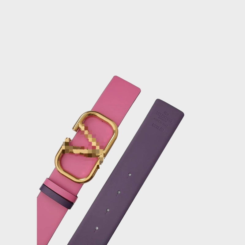 Reversible Belt Pink Leather with Logo Buckle B0070 - TUZZUT Qatar Online Shopping