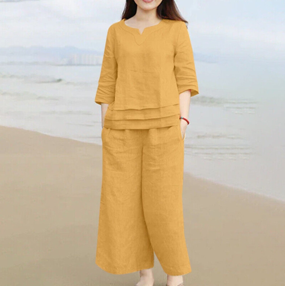 Women's 2 Pcs Long Sleeve Solid Color Shirt Sets 590229 2XL Women's 2 Pcs Long Sleeve Solid Color Shirt Sets 590229 2XL