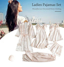 Women's Pajama Set 5 Piece Satin Lace Summer Sexy Nightdress B227408 - TUZZUT Qatar Online Shopping